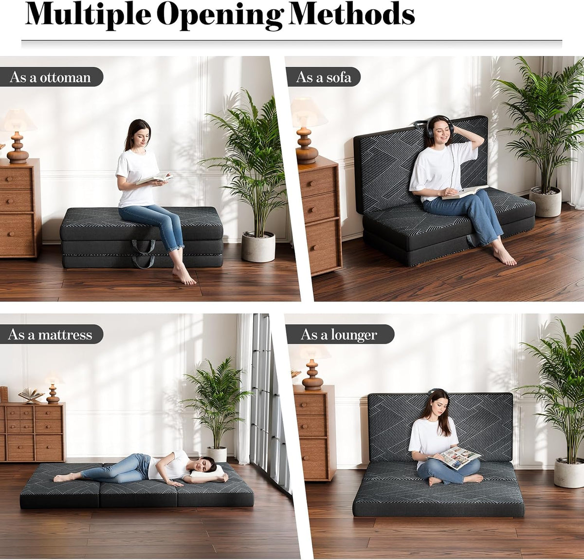 vamcheer folding mattress king size foldable mattress 6 showing dimensions
