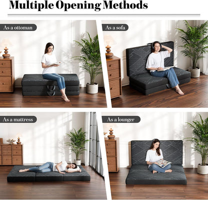 vamcheer folding mattress king size foldable mattress 6 showing dimensions