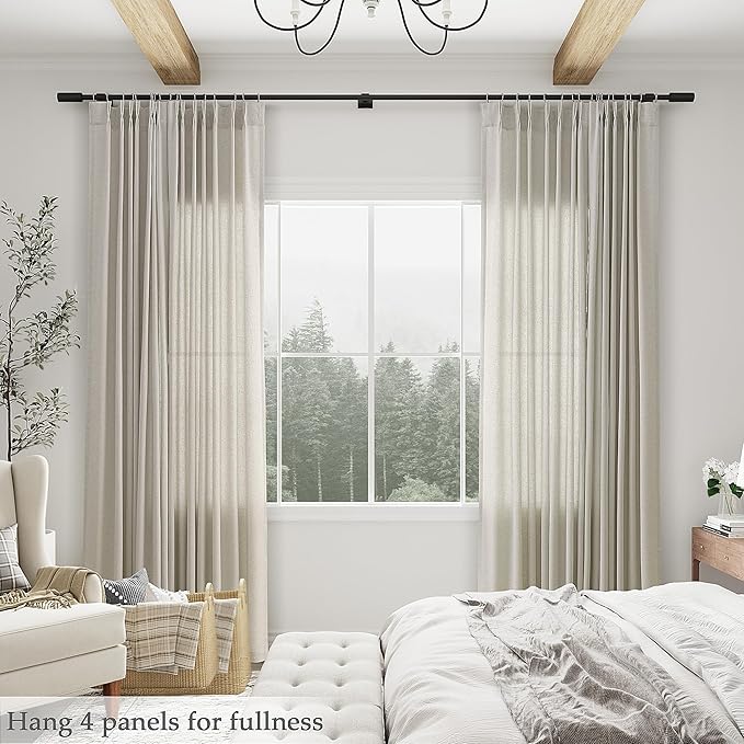 Silver Pinch Pleat Linen Curtains 120 Inch Length 2 Panels Set - Image 5