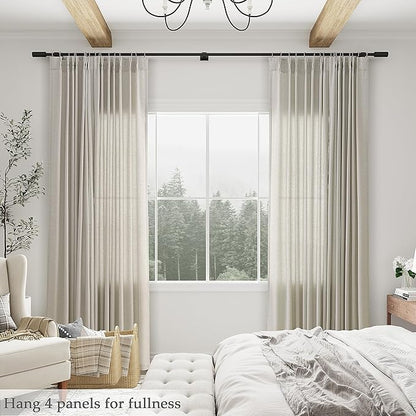 Silver Pinch Pleat Linen Curtains 120 Inch Length 2 Panels Set - Image 5