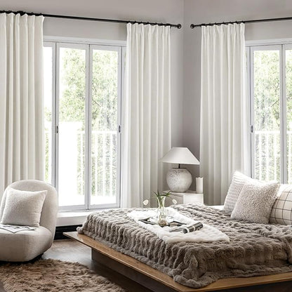 IVAPUPU Natural Linen Blend Pinch Pleated Full Blackout Curtains - Image 5