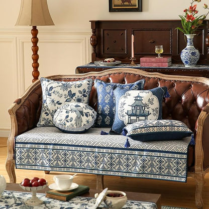 Chinoiserie Throw Pillow Covers, Classic Blue and White - Image 5