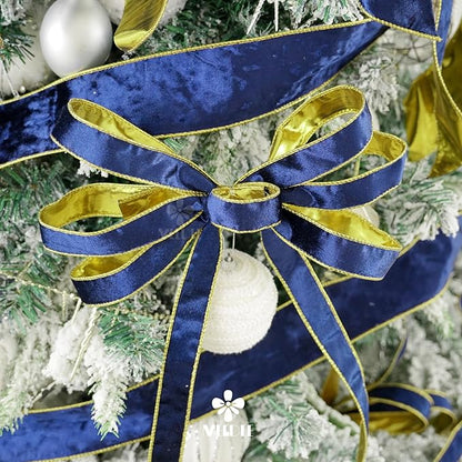 MEEDEE Navy Blue and Gold Velvet Ribbon - Image 5