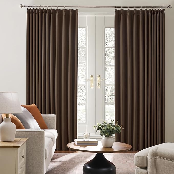 Chocolate Brown Espresso Pinch Pleated Blackout Curtains 102 Inches Long - Image 4
