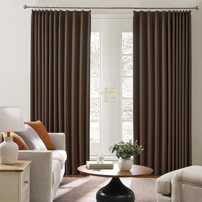 Chocolate Brown Espresso Pinch Pleated Blackout Curtains 102 Inches Long - Image 4