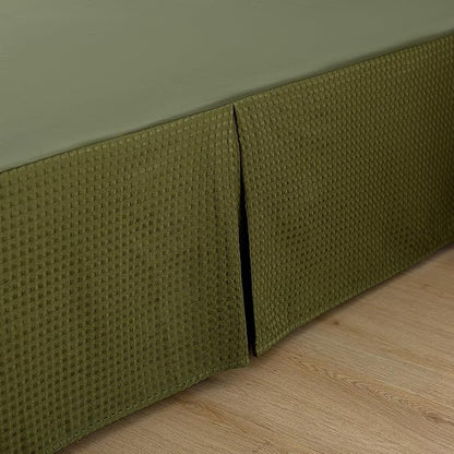 Queen Bed Skirt, Pleated Waffle Weave Bed Skirt - Image 2