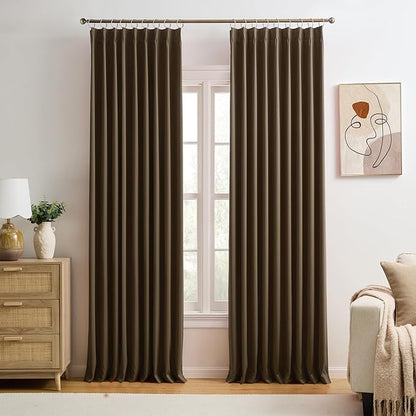 KEQIAOSUOCAI Brown Pinch Pleated 60 Inch Wide Curtains 60 x 102, Thermal by KEQIAOSUOCAI