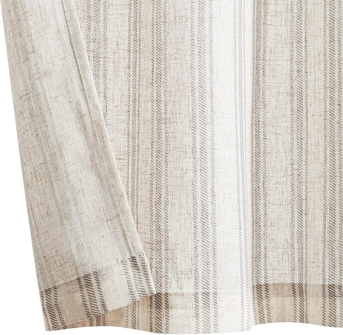 jinchan Striped Valance Farmhouse Window Treatment Linen Textured Drapes - Image 7