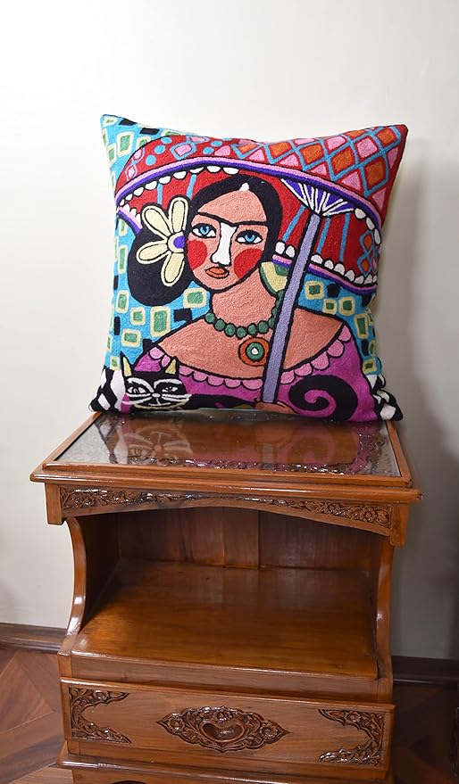 Frida Kahlo Inspired Pillow Cover Umbrella Southwestern Pillowcase Colorful - Image 4