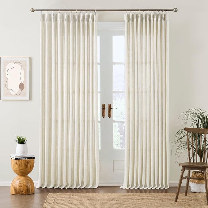 RAIN CITY Pinch Pleated French Door Curtains 78 Inch Length 2 Panels, Linen - Image 5