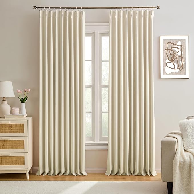 KEQIAOSUOCAI Pleated Blackout Curtains 95 inch Length by KEQIAOSUOCAI