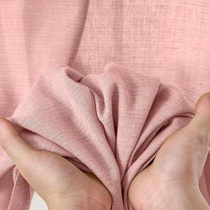jinchan Pink Linen Blend Curtains 63 inch Length 2 Panels - Image 6