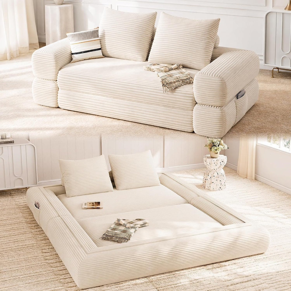 Jocoevol 4-in-1 Convertible Folding Sofa Bed, 78"W x 68"L Queen Siz...