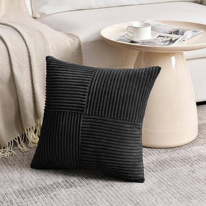 Fancy Homi 2 Packs Black Samll Decorative Throw Pillow Covers 14x14 Inch - Image 2