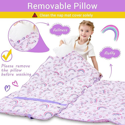 Toddler Nap Mat with Pillow and Blanket, Extra Large Rolled Napping Mats - Image 5