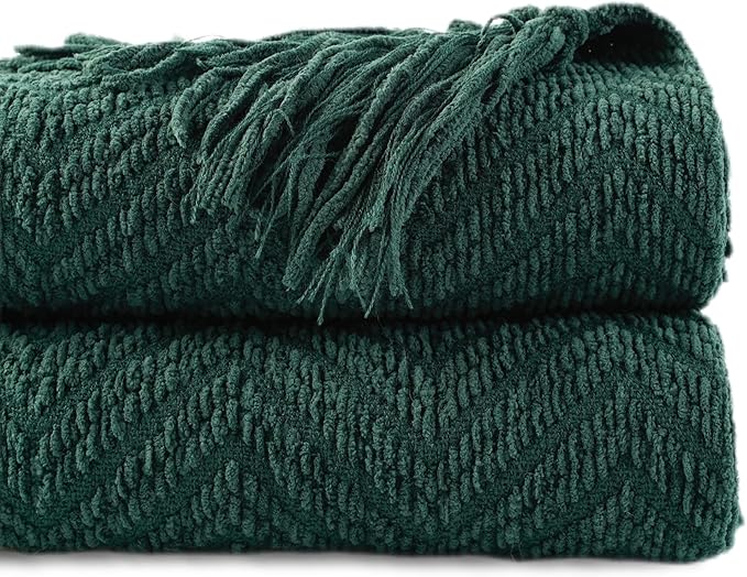 BATTILO HOME Forest Green Throw Blanket Couch, Knit Christmas Throw Blanket by BATTILOHOME