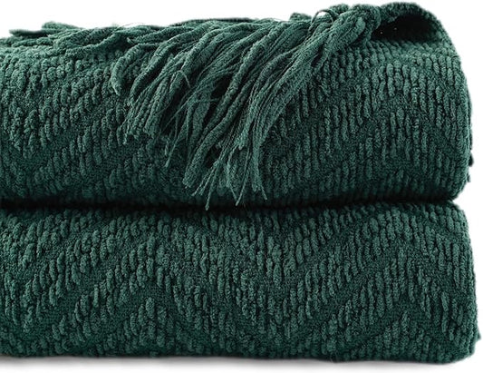 BATTILO HOME Forest Green Throw Blanket Couch, Knit Christmas Throw Blanket by BATTILOHOME