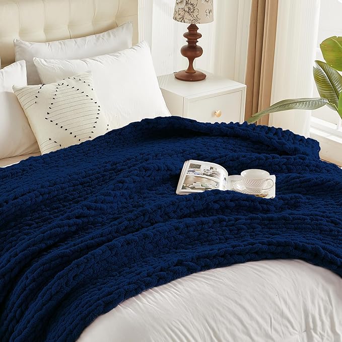 Carriediosa Chunky Knit Throw Blanket 50" X 60", 100% Hand Made Large Chenille - Image 9