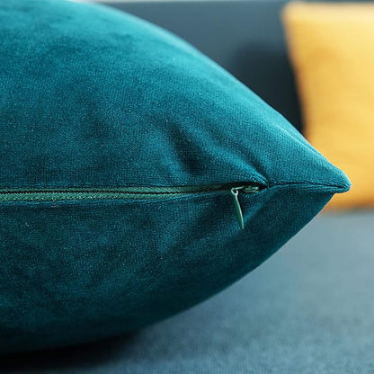 16x16 Throw Pillow Cases Teal: 2 Pack Cozy Soft Velvet Square Decorative Pillow - Image 2