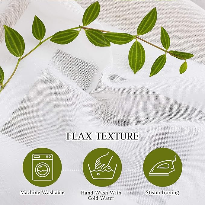 NICETOWN White Sheer Curtains 63 inch Length, Grommet Linen Blend Textured Semi - Image 4