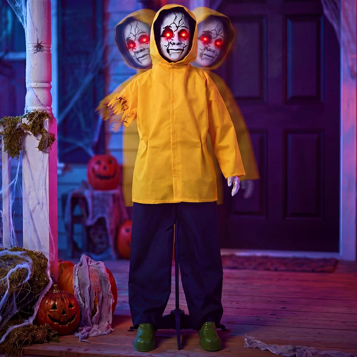 JOYIN Halloween Decorations Outdoor Ghost, Life Size Halloween Animatronics Ghost Decor Sound Activated with Glowing Eyes, Scary Haunted House Props for Garden Yard Lawn
