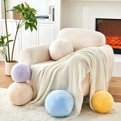 Uvvyui Light Blue Ball Pillow, Ball Shaped Pillow Plush Cushion - Image 3
