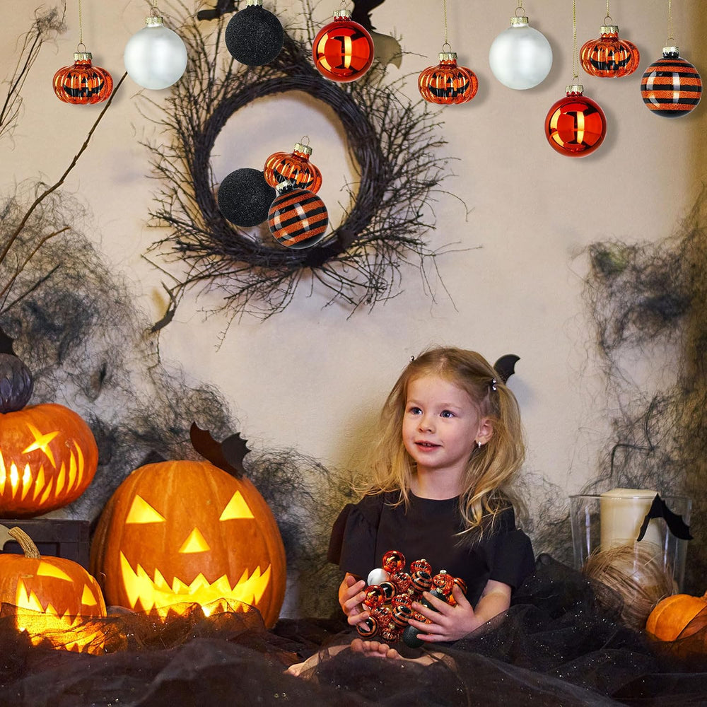 12 Pack Halloween Tree Ornaments, Small Glass Halloween Ornament for Indoor