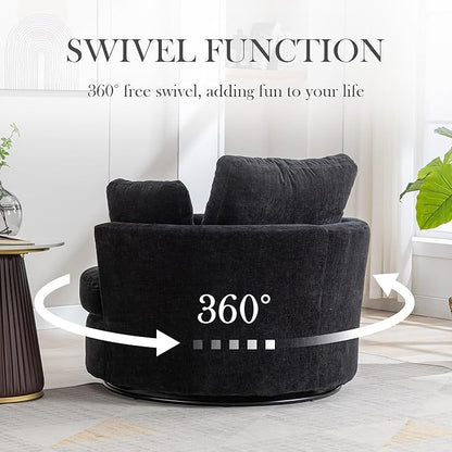 Aoiy & Wifon 42" W Oversized Swivel Accent Chair, Upholstered Round Barrel Chair - Image 3