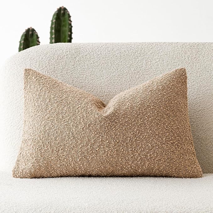 Foindtower Textured Boucle Throw Pillow Covers Accent Solid Lumbar Pillow Cases by Foindtower