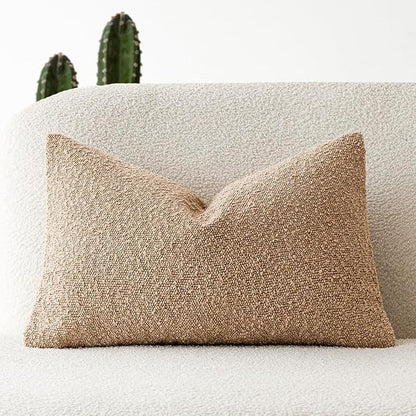 Foindtower Textured Boucle Throw Pillow Covers Accent Solid Lumbar Pillow Cases by Foindtower