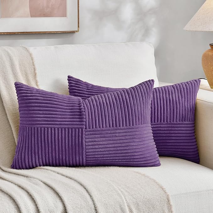 Fancy Homi 2 Packs Purple Lumbar Decorative Throw Pillow Covers 12x20 Inch by Fancy+Homi