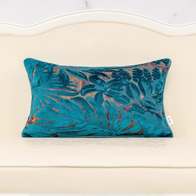 Alerfa 12 x 20 Inch Light Blue Rectangle Maple Leaf Pillow Embroidery Cut by Alerfa