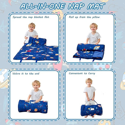 Toddler Nap Mat with Pillow and Blanket, Extra Large Rolled Napping Mats - Image 6