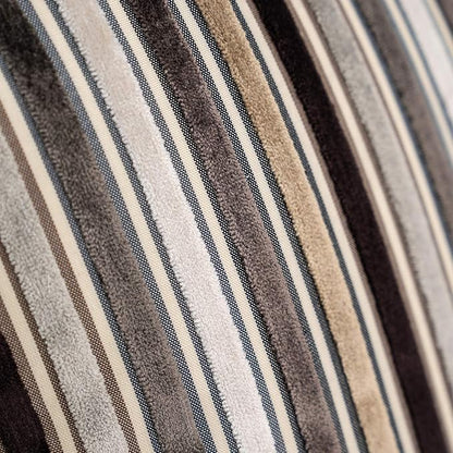 Yangest Grey Striped Patchwork Throw Pillow Cover Gold Leather Cushion Cover - Image 3