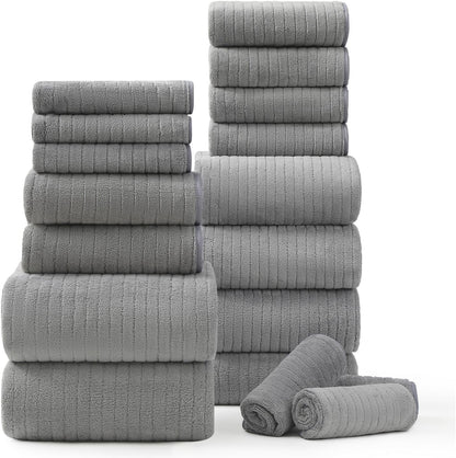 18 piece bath towels set,ultra soft family bathroom, main product view