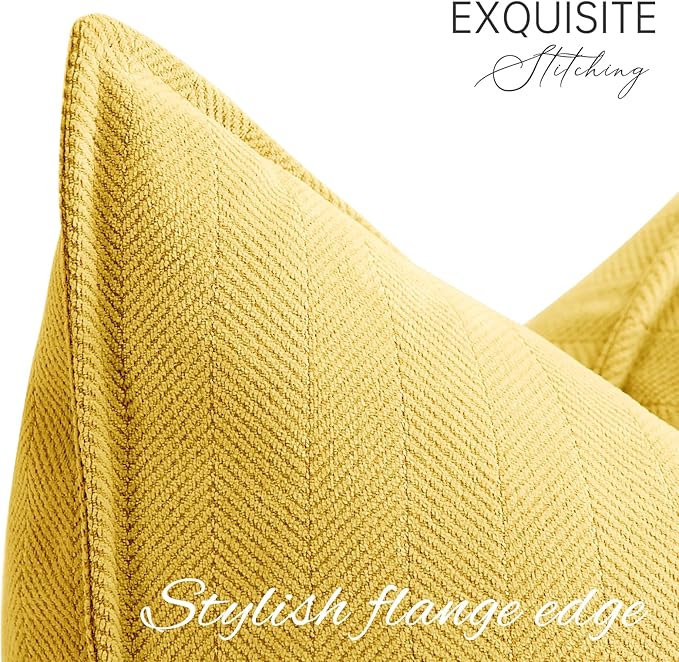 ZWJD Yellow Pillow Covers 22x22 Set of 2 Chenille Throw Pillow Covers - Image 2