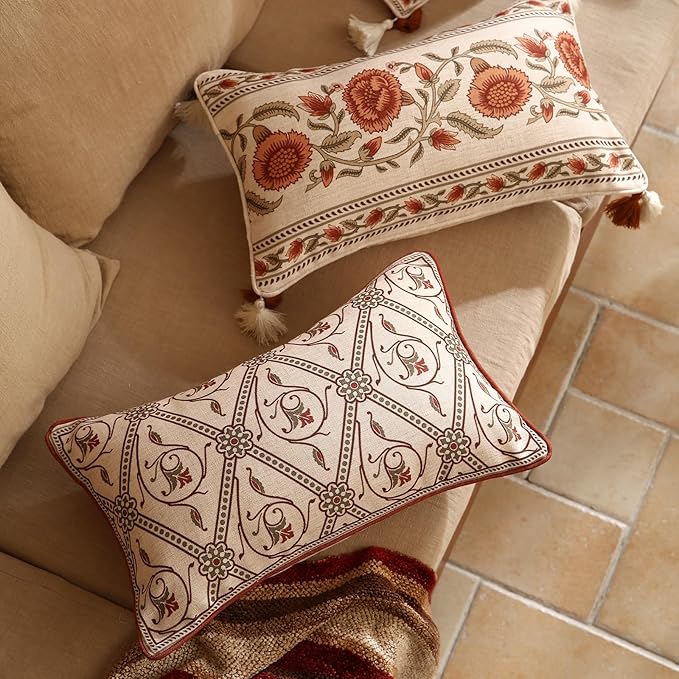 ISAENNE Design Linen Lumbar Vintage Throw Pillow Covers 12"x20", Living Room - Image 5