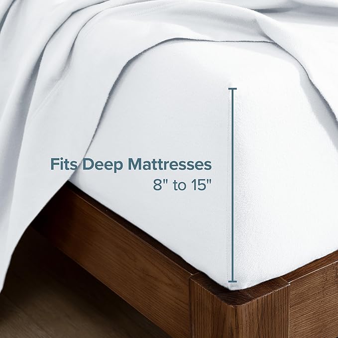 Bare Home Flannel Fitted Bottom Sheet 100% Cotton, Velvety Soft Heavyweight - Image 3