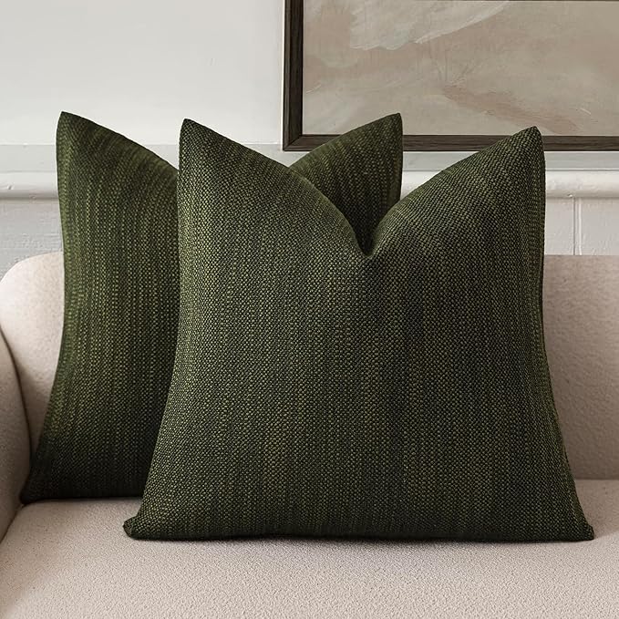 Foindtower Set of 2 Decorative Textured Burlap Linen Throw Pillow Covers by Foindtower