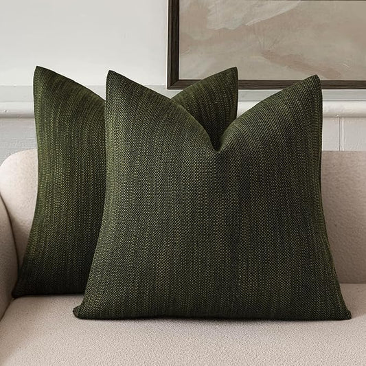 Foindtower Set of 2 Decorative Textured Burlap Linen Throw Pillow Covers by Foindtower