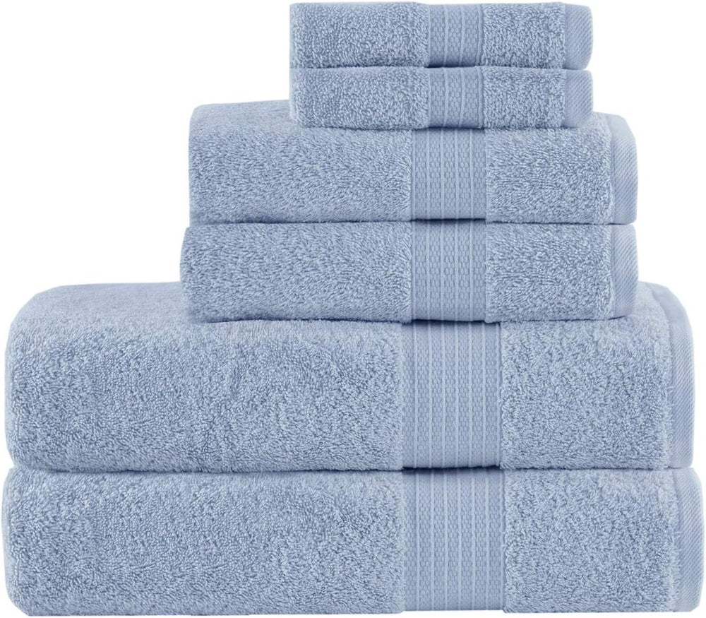 Madison Park Organic Cotton Bath Towel Set Absorbent, 6 Piece, Blue