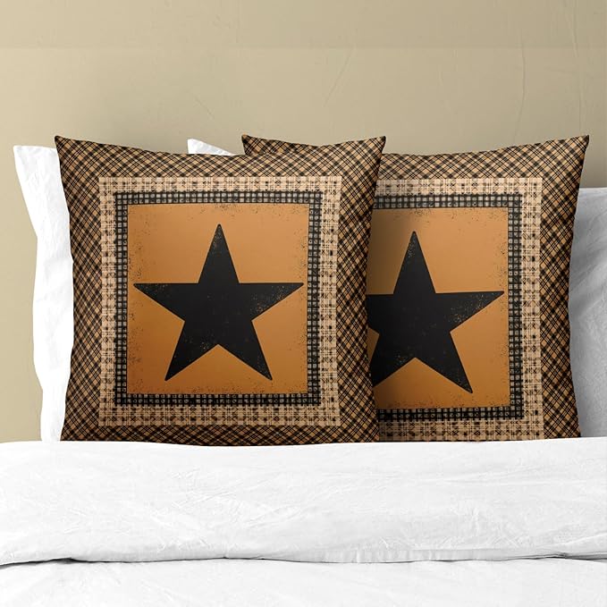 Western Throw Pillow Covers 22x22 Inch Set of 2 Brown Texas Star Decorative - Image 3
