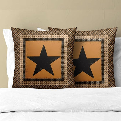 Western Throw Pillow Covers 22x22 Inch Set of 2 Brown Texas Star Decorative - Image 3