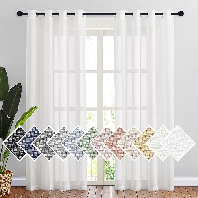 NICETOWN Semi Sheer Linen Curtains Flax Textured by NICETOWN