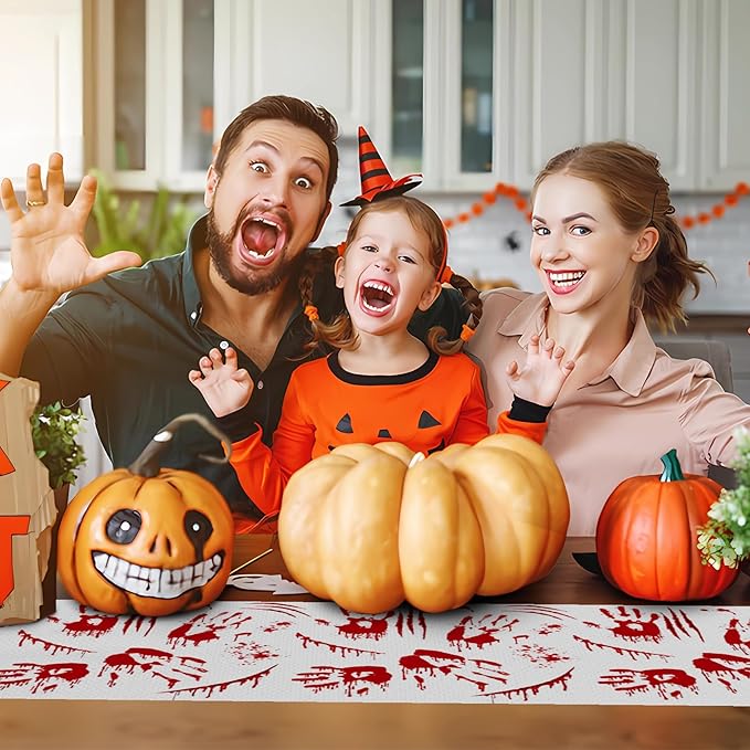 Happy Halloween Table Runner Scary Handprint Seasonal Holidays Indoor Outdoor - Image 4