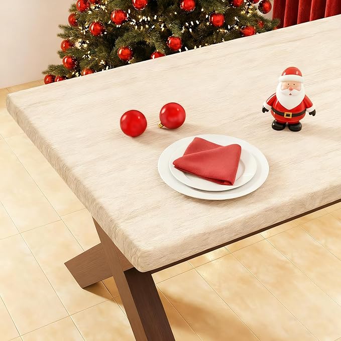 Smiry Rectangle Picnic Table Cover, Waterproof Elastic Fitted Vinyl Tablecloth by Smiry