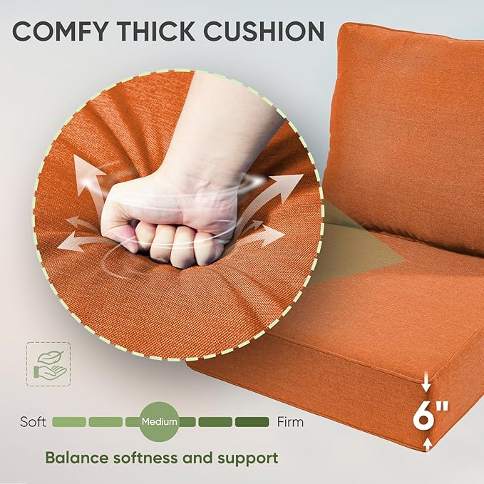 Outdoor Chair Cushions Set of 3, Waterproof 24x24 Patio Chair Cushion, Couch - Image 4