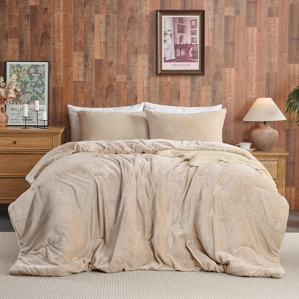 Wajade Full Size Comforter Set- 3 Pieces Khaki Bed in A Bag for All Seasons B...