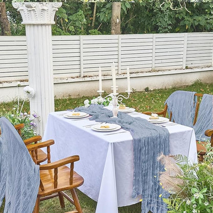 IVAPUPU 10 Pcs Cheesecloth Table Runner - 10ft Dusty Blue Boho Gauze Cheese - Image 6