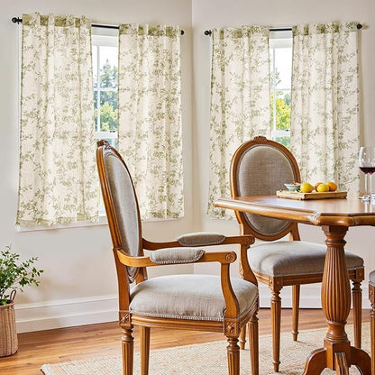 jinchan Floral Kitchen Curtains 54 Inch Linen Tier Curtains Christmas Decor - Image 2